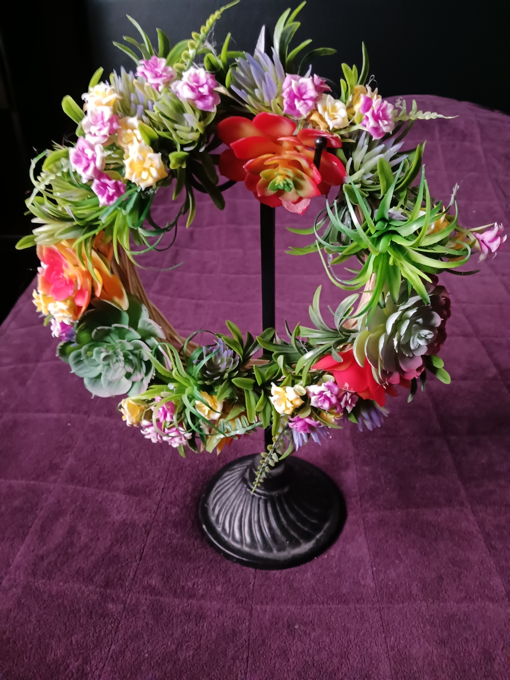 Colorful Faux Succulent & Floral Wreath - Multicolor